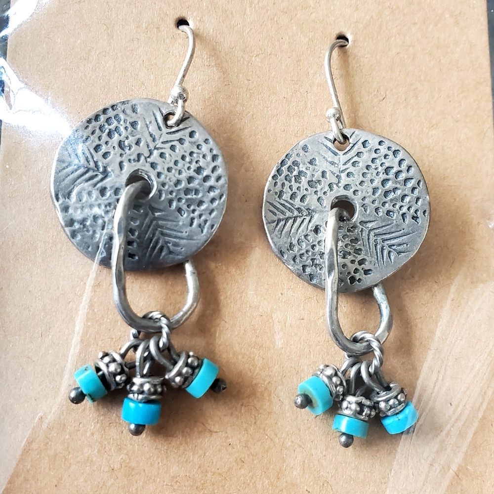 Rare Silpada "Shake, Rattle & Roll" Sterling Silver Turquoise Earrings W1557 - Picture 4 of 8